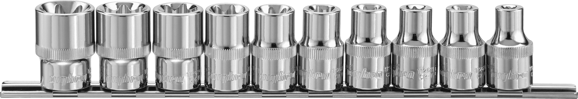 Набор головок торцевых 1/2''DR на держателе, внешний TORX®, E8-E24, 10 предметов