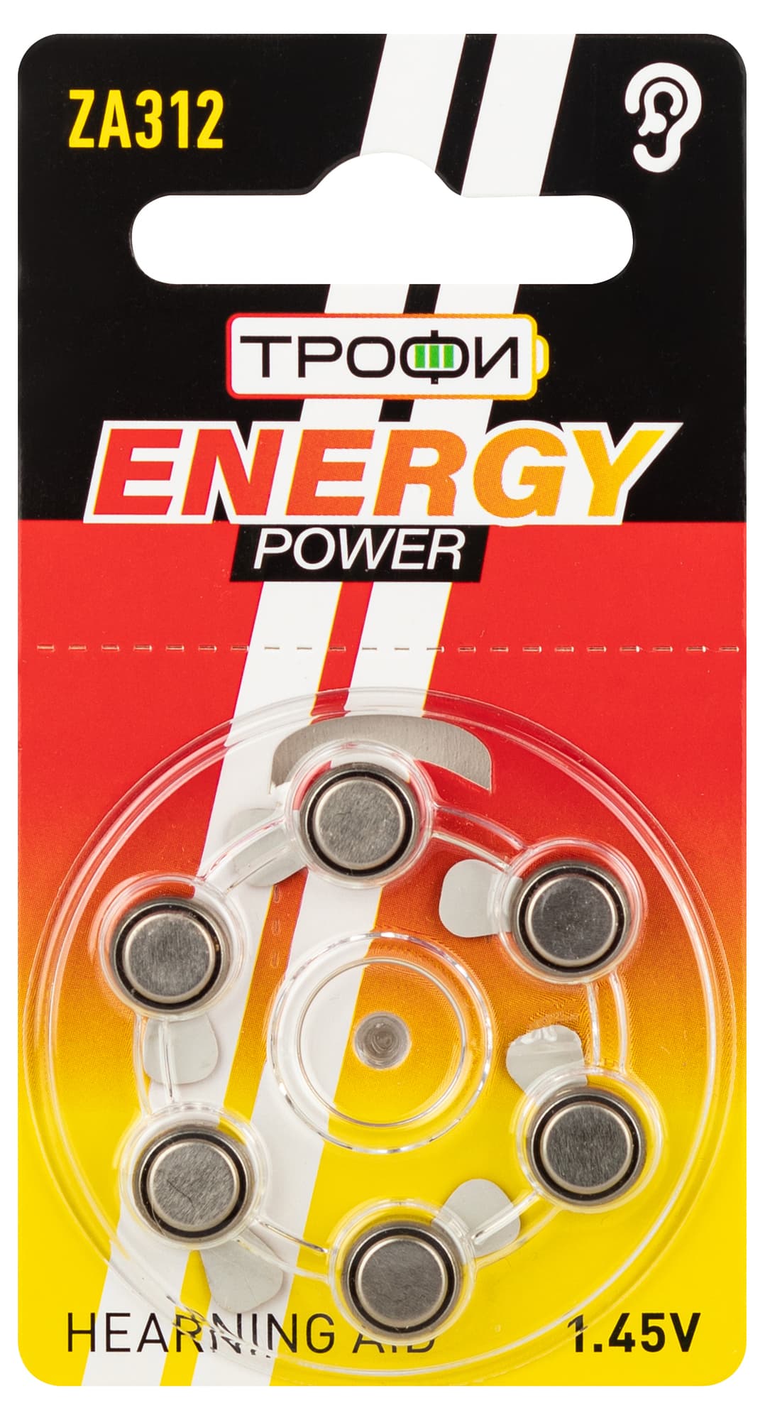 Элемент питания ZA312-6BL ENERGY POWER Hearing Aid Трофи