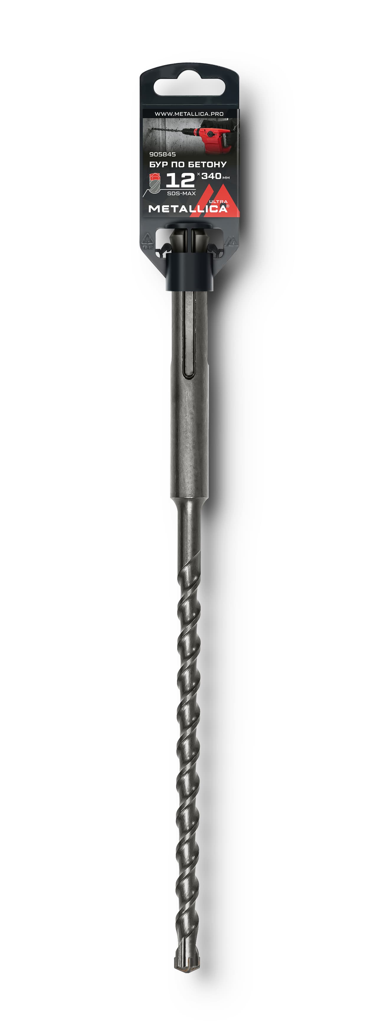 Бур по бетону SDS-max 12 х340/200 мм, Х-напайка, 2 спирали
