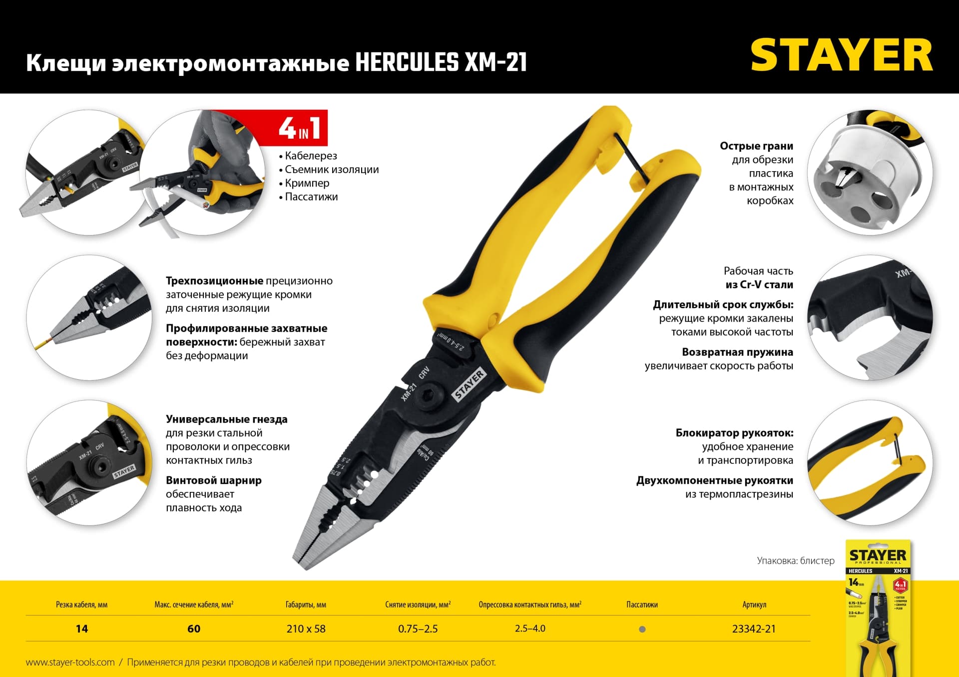 Пресс-клещи XM-21 резка d 14мм