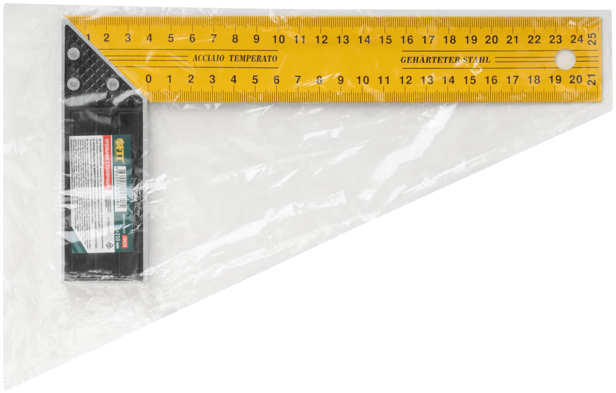 Угольник столярный желтый усиленный 250 мм