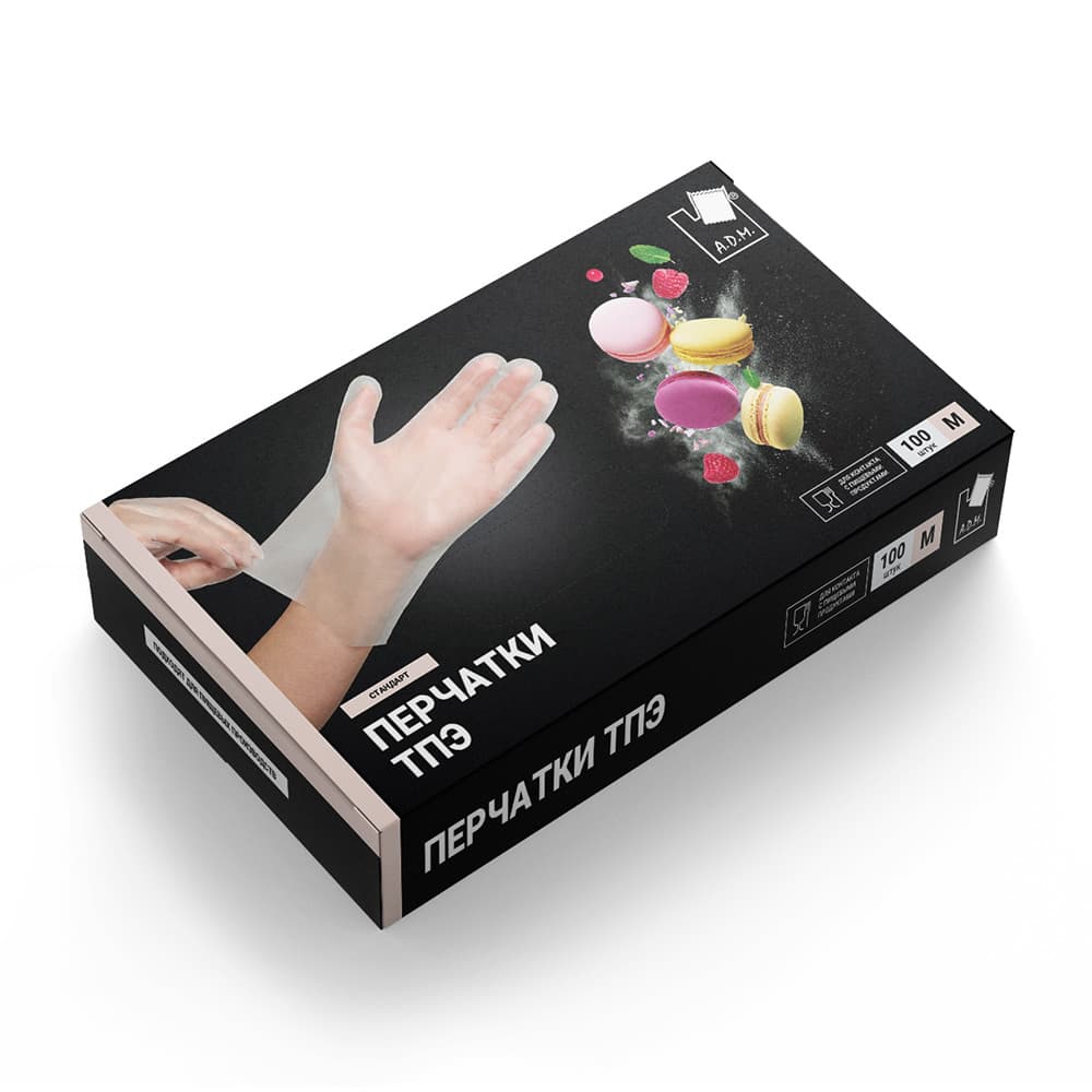 Перчатки ТПЭ M, 100 шт
