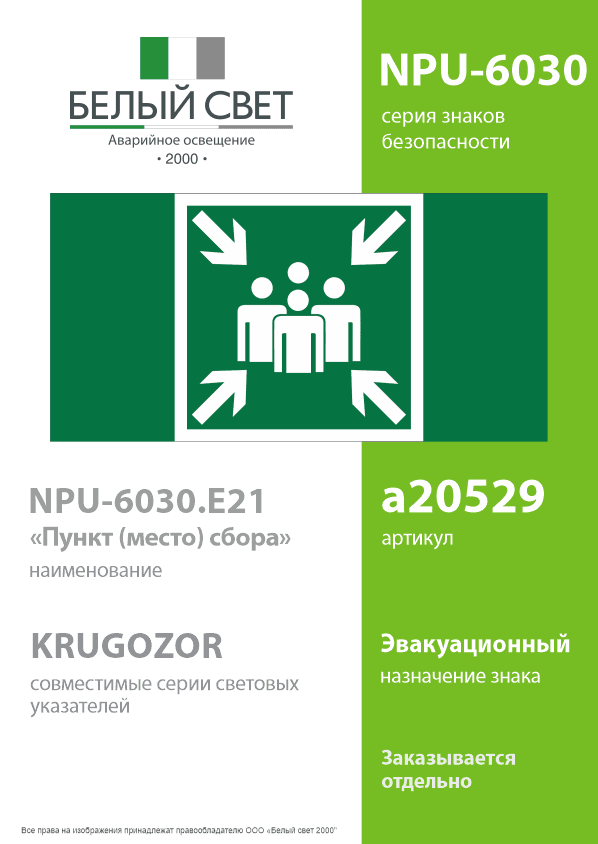 Знак безопасности NPU-6030.E21''Пункт (место) сбора''