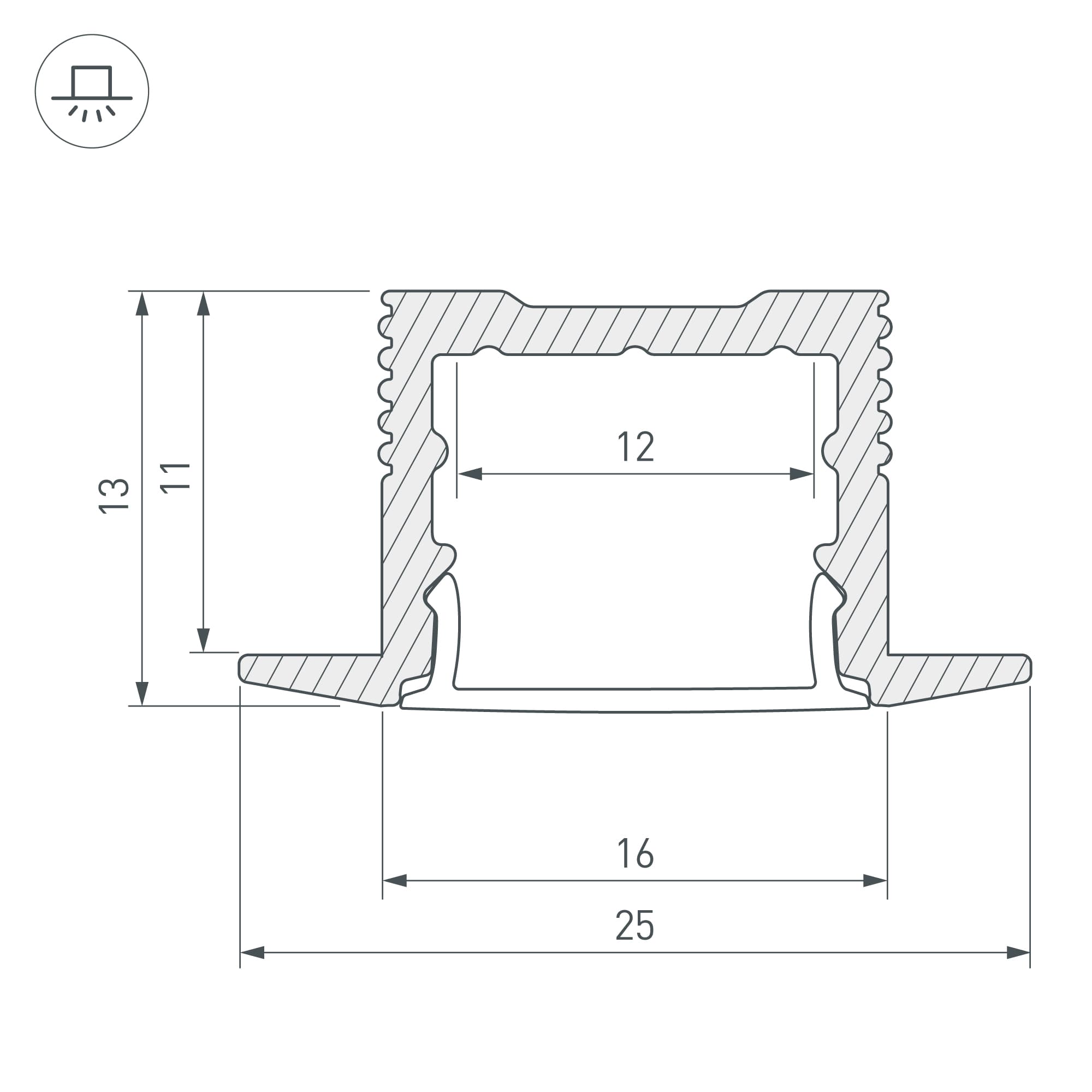 Профиль SL-SLIM-H13M-F25-3000 ANOD ( Алюминий)