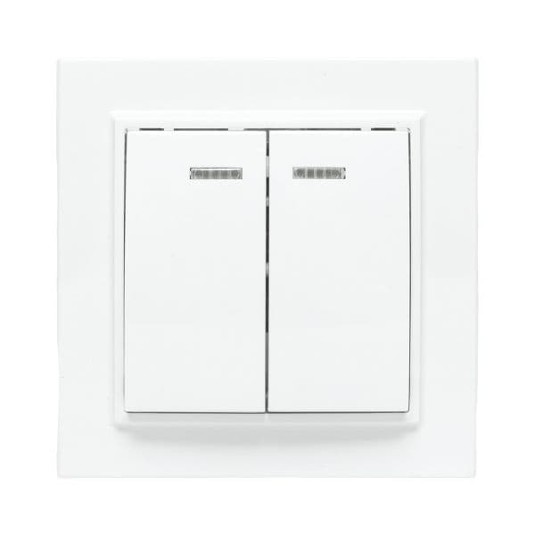 Выключатель Минск двухклавишный СП с индикатором 10А белый