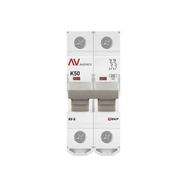 Выключатель автоматический AV-6 2P 50A (K) 6kA AVERES