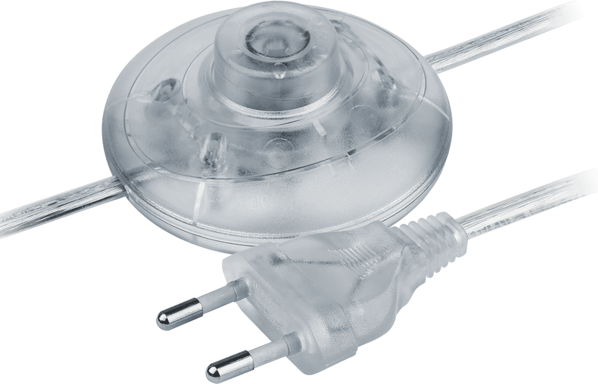 Шнур NPS-FS01-170-2x0.5-TR 1.7м с выключателем прозрачный
