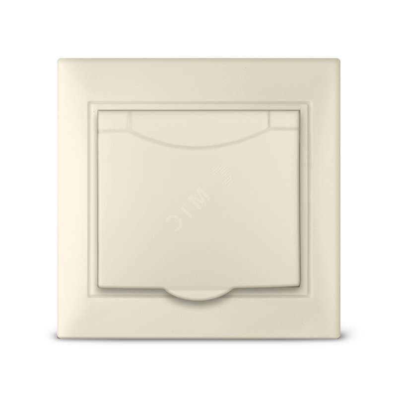 Севиль Розетка с заземлением с крышкой слоновая кость (ivory)