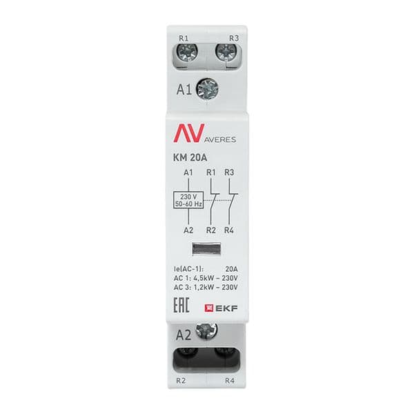 Контактор модульный КМ 20А 2NC 230VAC (1 мод.) AVERES