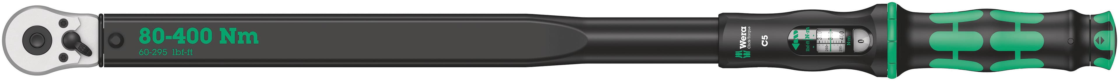 Ключ динамометрический с трещоткой с реверсом квадрат 1/2 DR 80-400 Нм погрешность ± 3% 680 мм. Click-Torque C 5