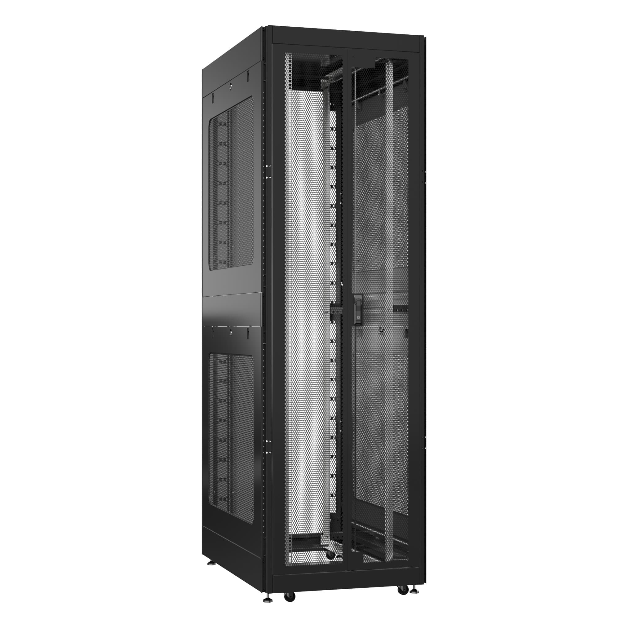 Шкаф серверный 42U 800х1200 передняя дверь: двустворчатая перфорированная IP20. задняя дверь: без. боковые панели: перфорированные. цвет: черный RAL9005