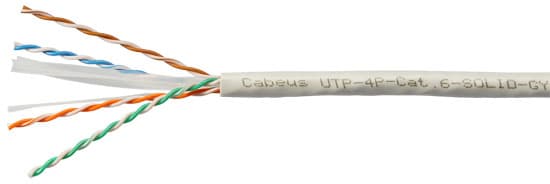 Витая пара U/UTP Cat 6 4 пары 23 AWG solid LSZH нг(А)-HF серый 100м