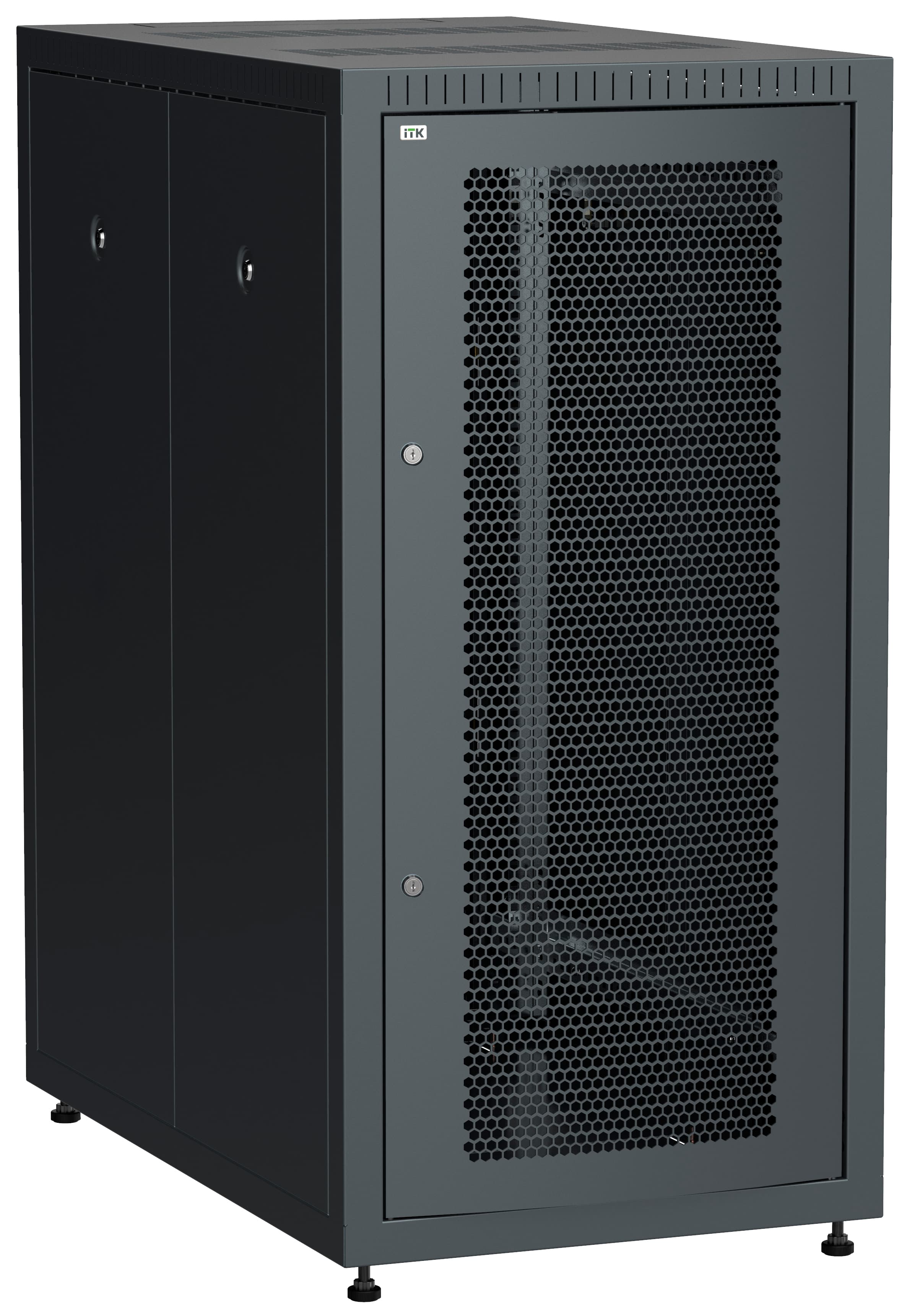 Шкаф LINEA E 24U 600х1000мм двери 2шт перфорированная и металл черный