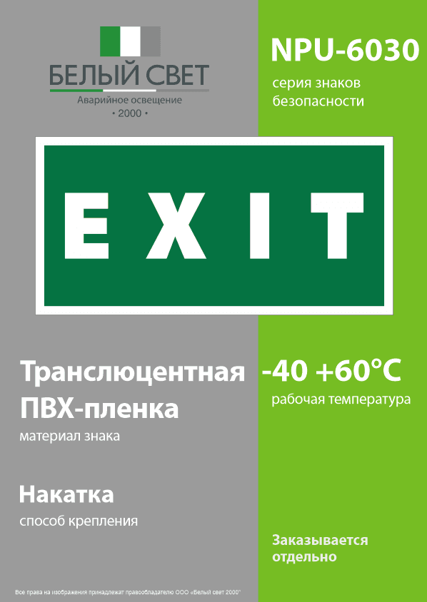 Знак безопасности NPU-6030.E25''EXIT''
