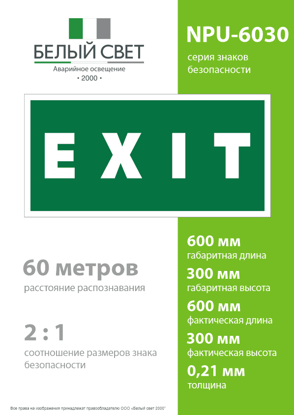 Знак безопасности NPU-6030.E25''EXIT''