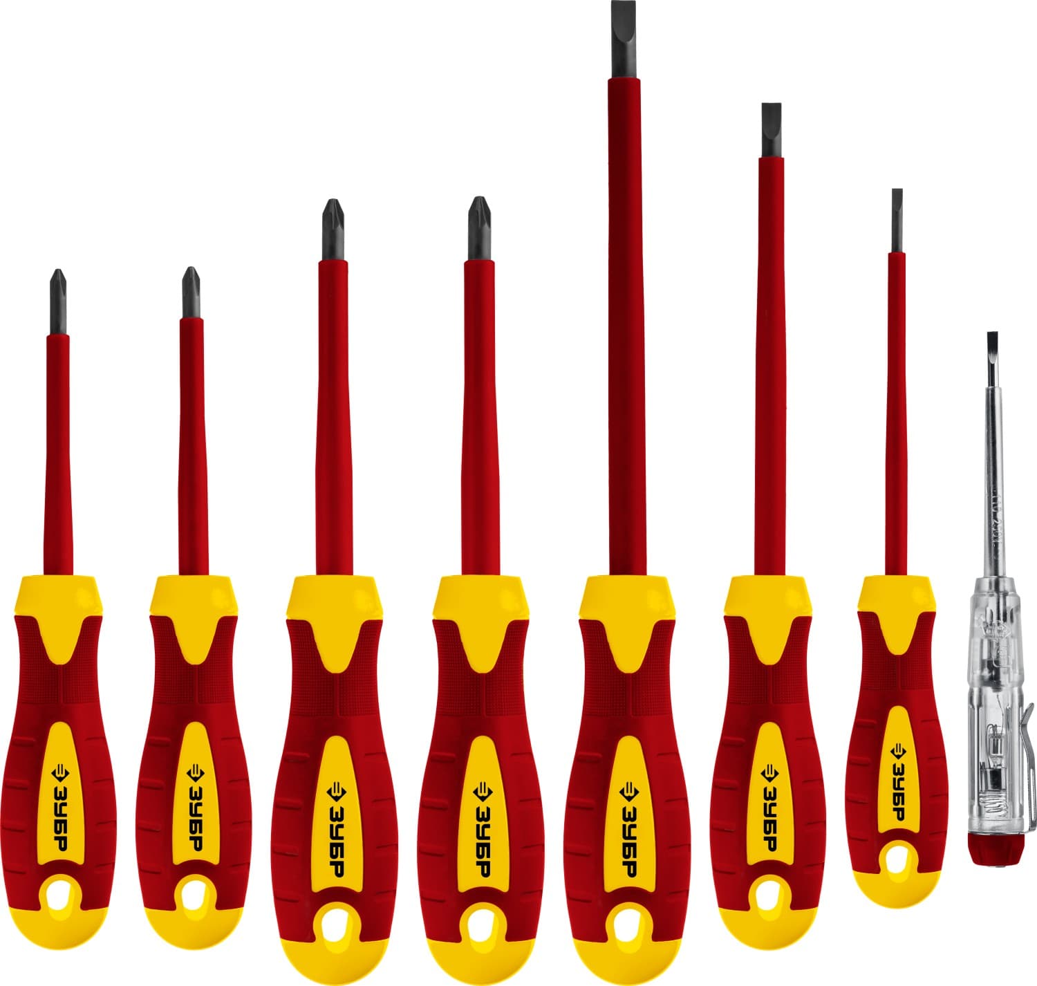 Набор: Отвертки SL 3, 5, 6 / PH 1, 2 / PZ 1, 2, тестер 100-250 В, ''Профессионал'' , в кейсе, 8 предметов
