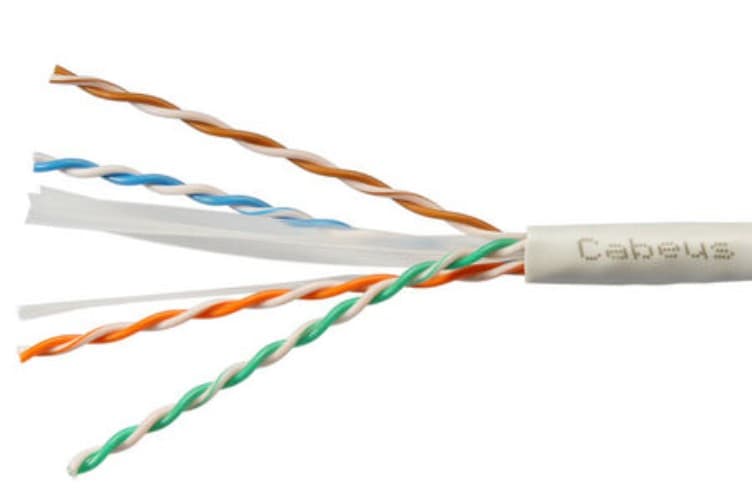 Витая пара UTP (U/UTP), категория 6, 4 пары (23 AWG), одножильный, PVC нг(А)-LS, серый (25 м)