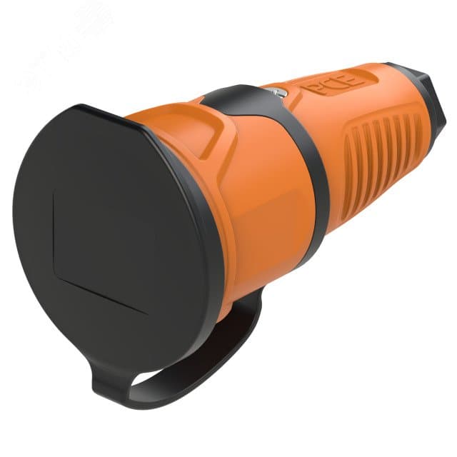 Розетка каб 16A/250V/2P+E/IP54 корпус оранжевый, крышка и маркер черный