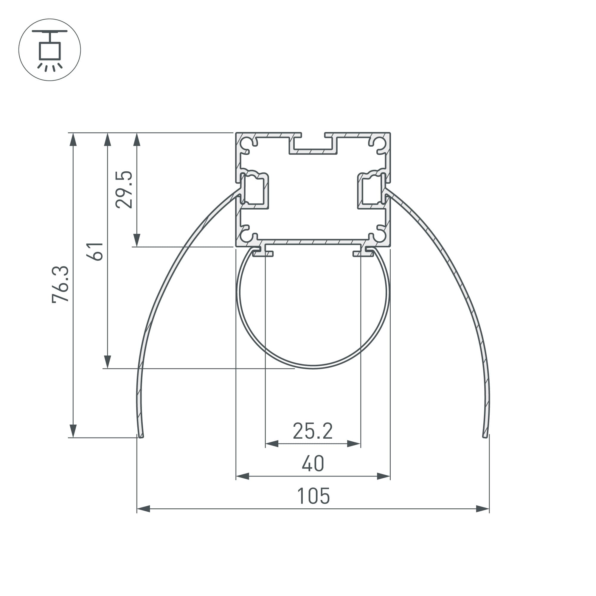 Профиль ARH-POWER-W154-COMFORT-2000 ANOD ( Алюминий)