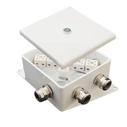 Коробка монтажная огнестойкая КМ-О (2к)-IP66-120х120 три ввода ABC