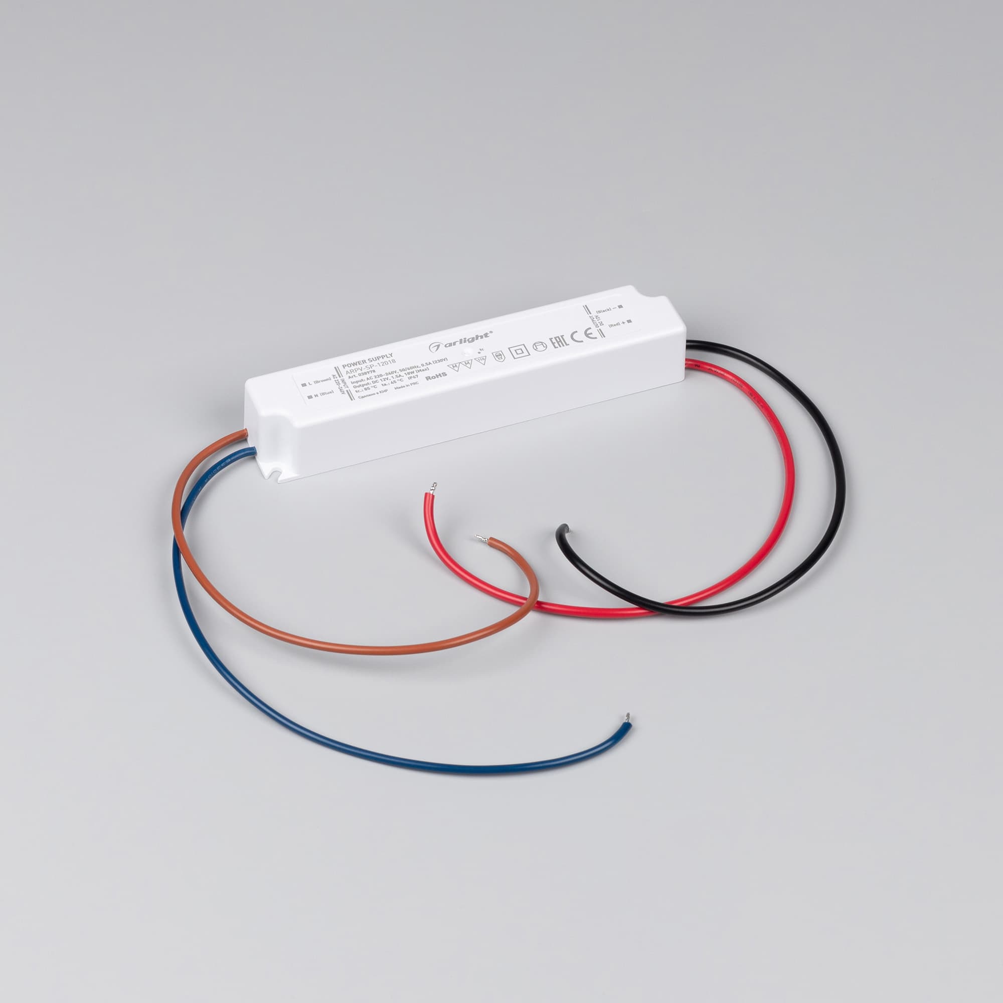Блок питания ARPV-SP-12018 (12V, 1.5A, 18W) (IP67 Пластик, 5 лет)