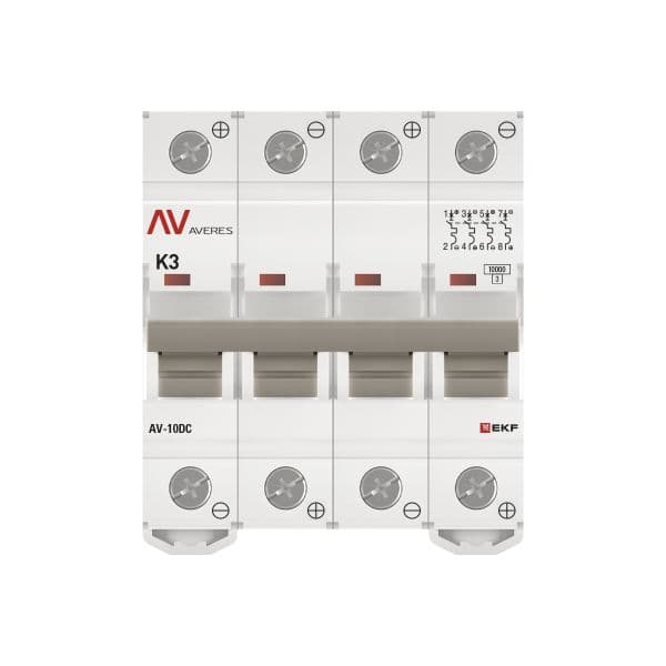 Выключатель автоматический AV-10 DC 4P 3A (K) 10kA AVERES