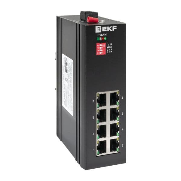 Коммутатор промышленный неуправляемый U-8GT, 8 портов 10/100/1000Base-T(X) RJ45, монтаж на динрейку TSX EKF