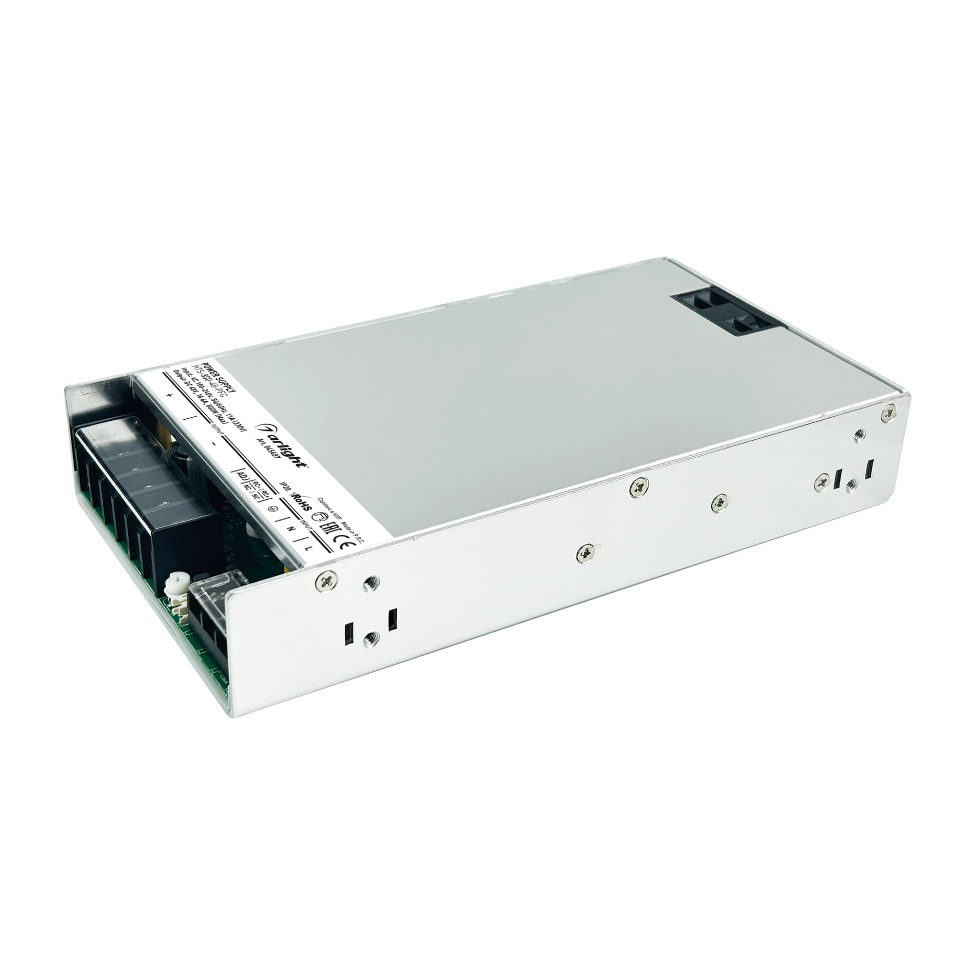 Блок питания HTS-800-48-PFC (48V, 16.6A, 800W) (IP20 Сетка, 3 года)