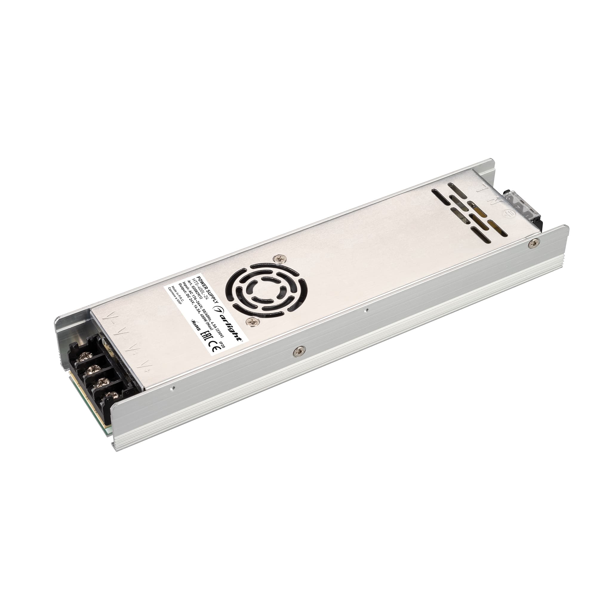 Блок питания HTS-400L-24 (24V, 16.5A, 400W) (IP20 Сетка, 3 года)