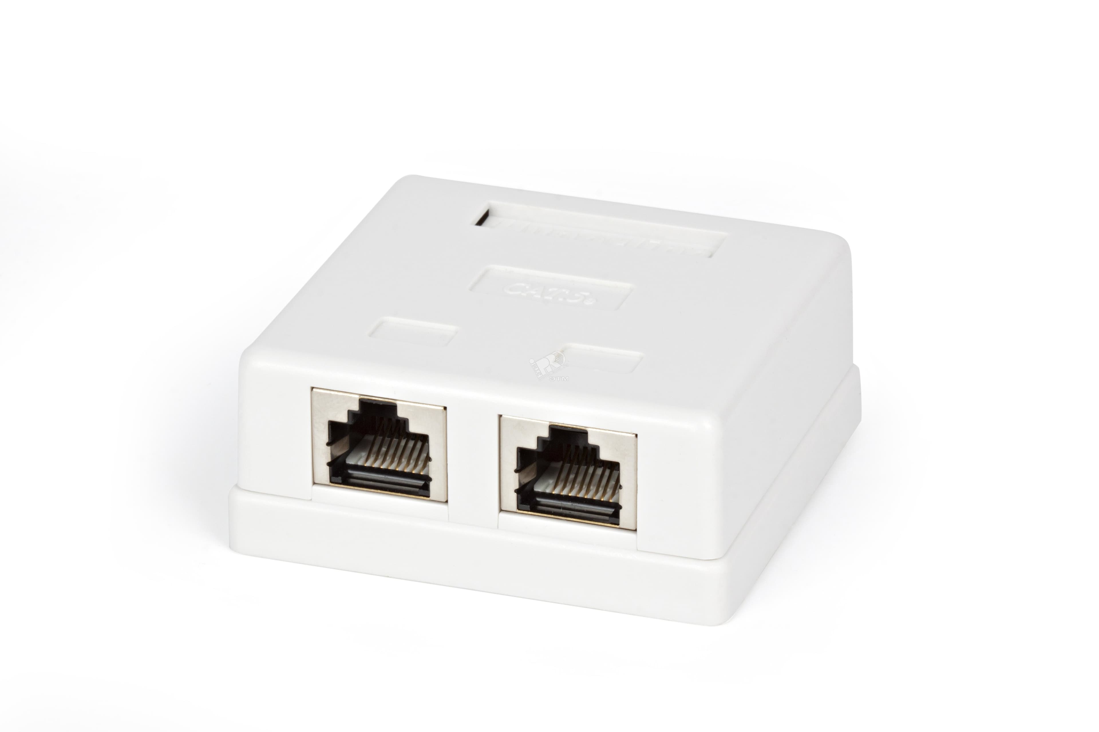 Розетка компьютерная RJ-45(8P8C) категория 5e экранированная двойная внешняя Dual IDC(110&Krone type)