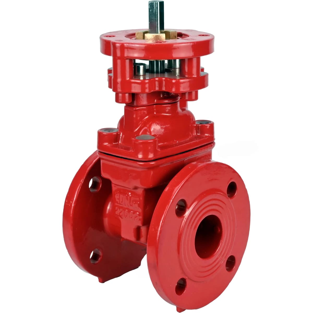 Задвижка клиновая 30ч939р GGG50-GGG50-EPDM-RED Ду80 Ру10/16, фланцевая, корпус чугун GGG50, уплотнение EPDM, c ISO-фланцем и невыдвижным голым штоком, цвет красный, крутящий момент 28Нм