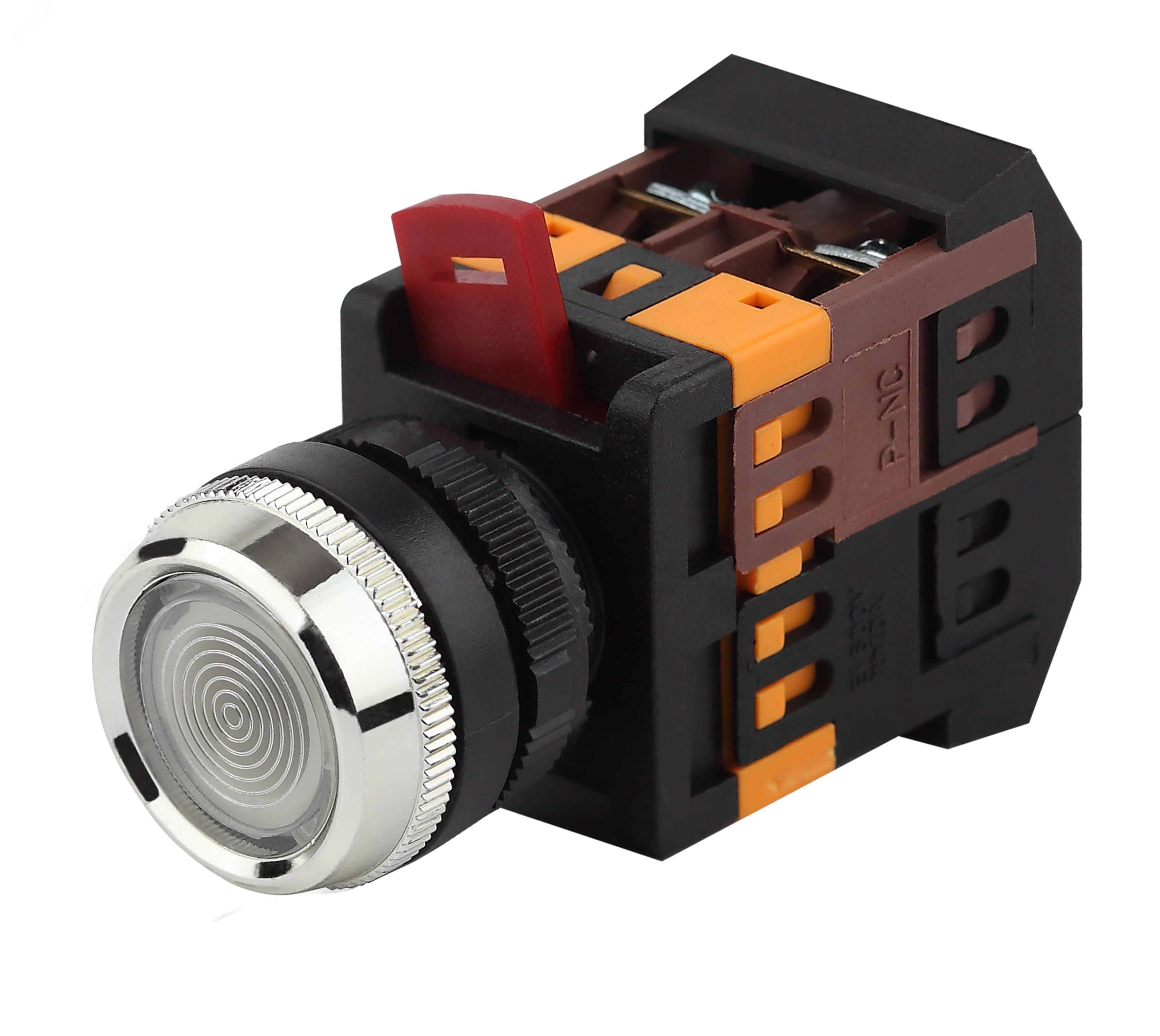 Кнопка ABLFS-22 белый d22мм неон/240В 1з+1р