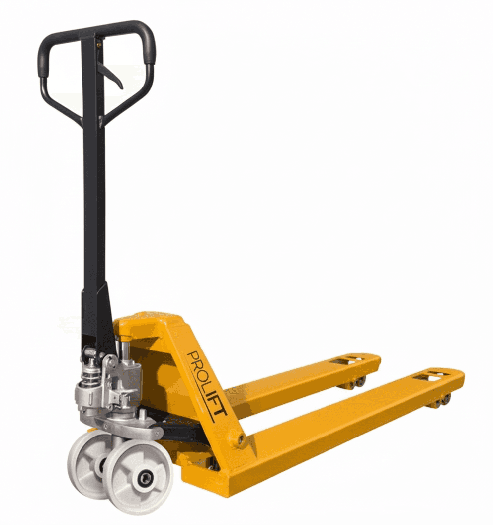 Тележка гидравлическая PROLIFT AC25, г/п 2500 кг, колеса нейлон, вилы 1150x550мм, жёлтый