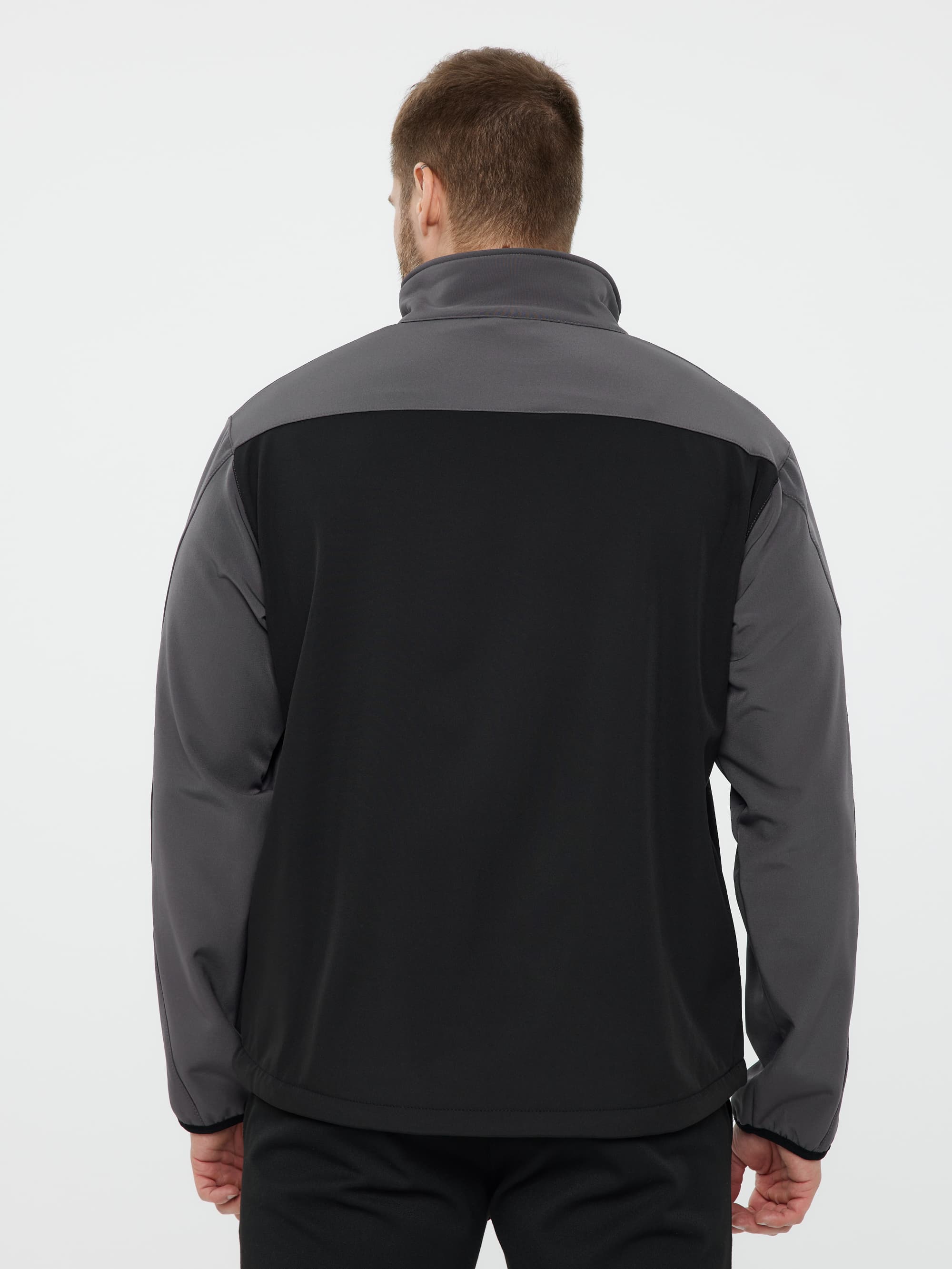 Куртка демисезонная LULEA2 из материала Softshell, серо-чёрная, размер M