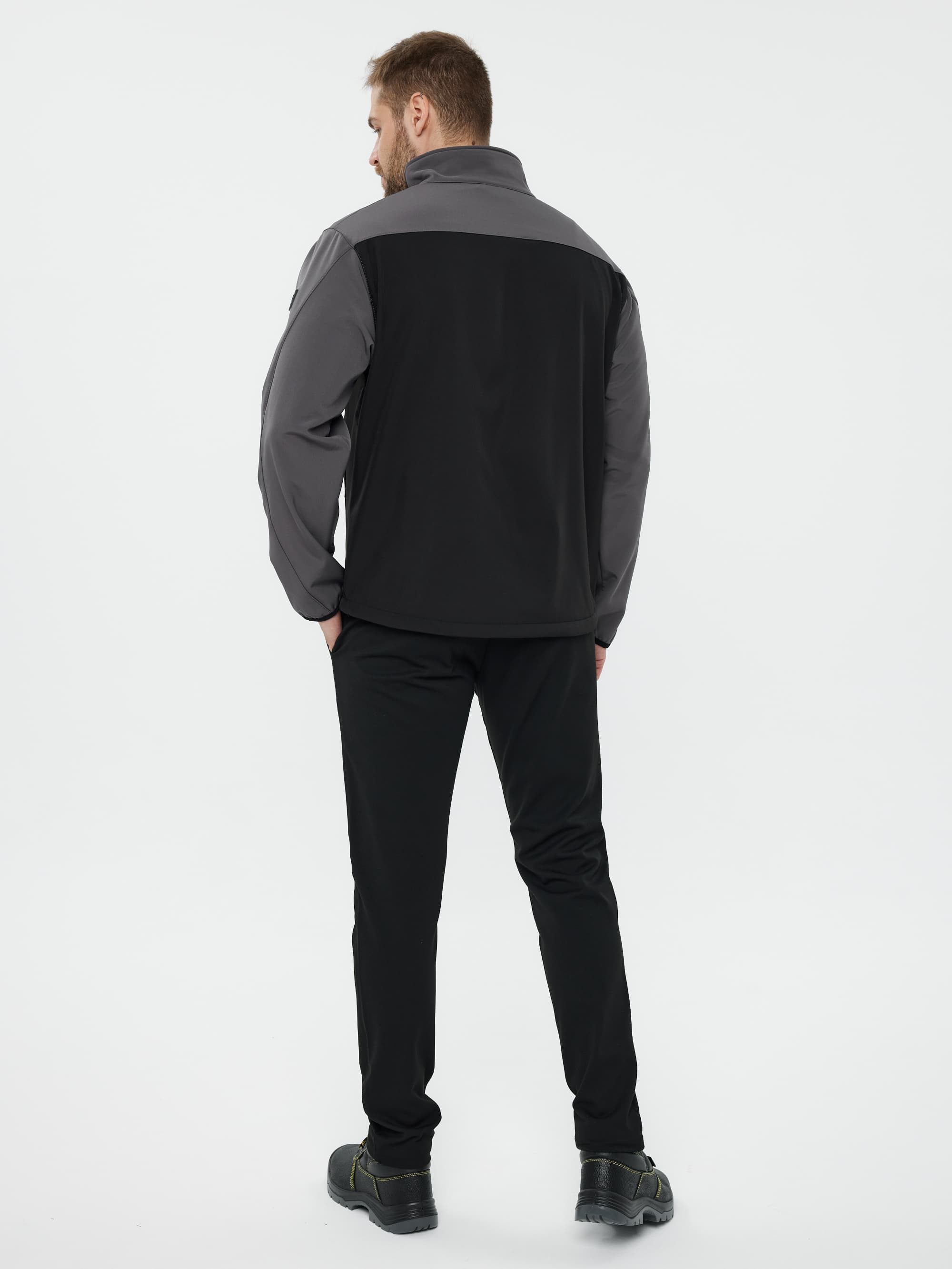 Куртка демисезонная LULEA2 из материала Softshell, серо-чёрная, размер M