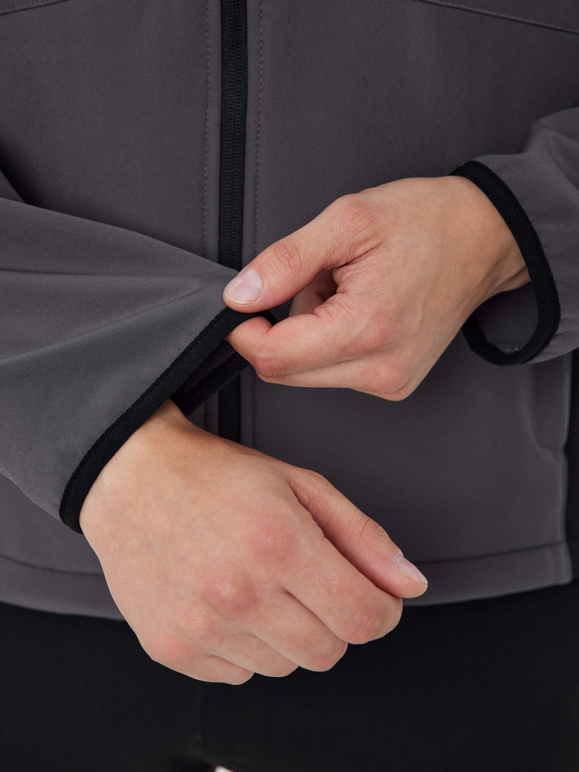 Куртка демисезонная LULEA2 из материала Softshell, серо-чёрная, размер M