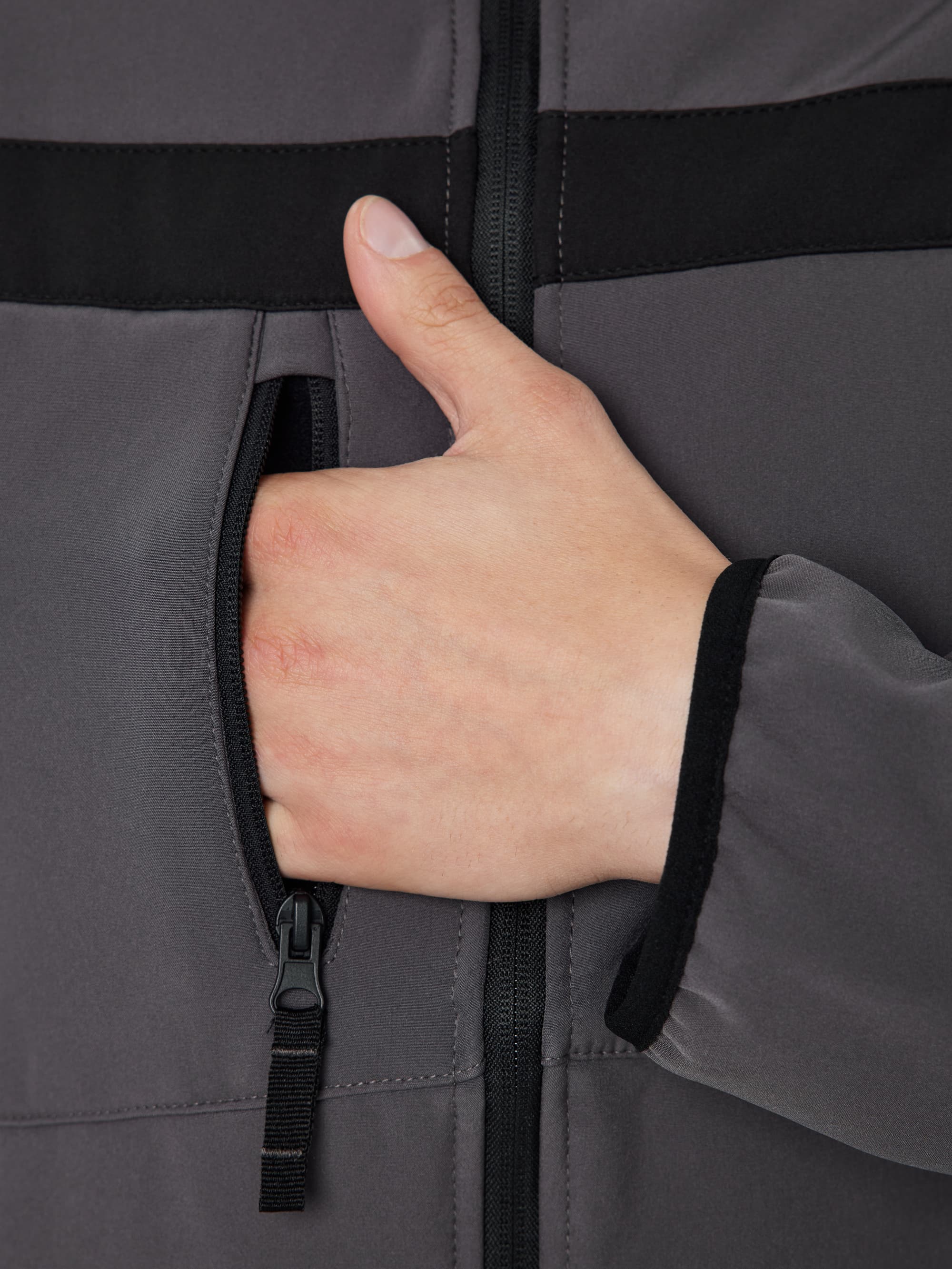 Куртка демисезонная LULEA2 из материала Softshell, серо-чёрная, размер M