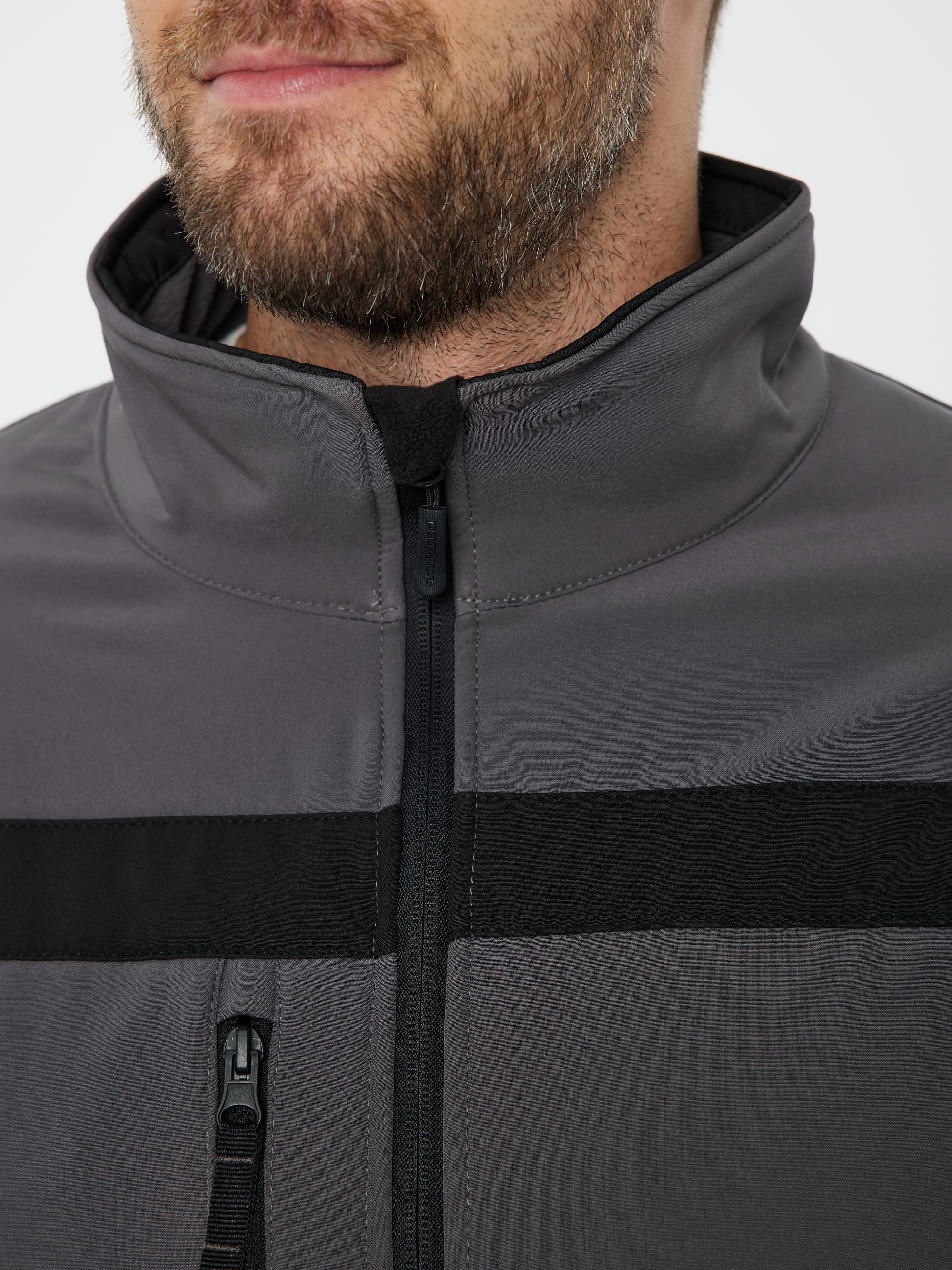 Куртка демисезонная LULEA2 из материала Softshell, серо-чёрная, размер M