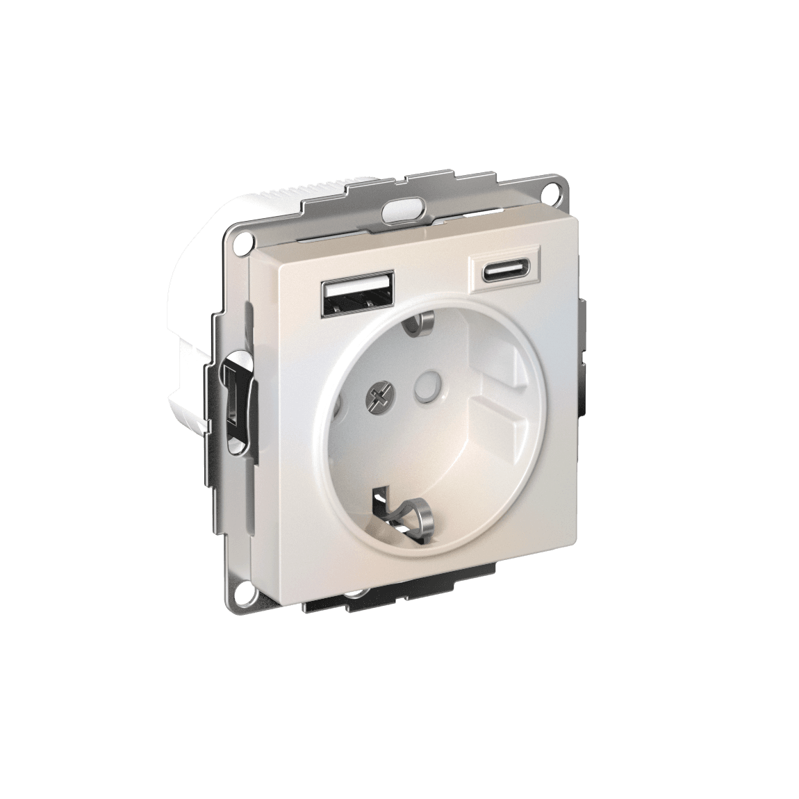 ATLASDESIGN РОЗЕТКА 16А c 2 USB A+C, 5В/2,4А/3,0А, 2х5В/1,5А, механизм, ЖЕМЧУГ
