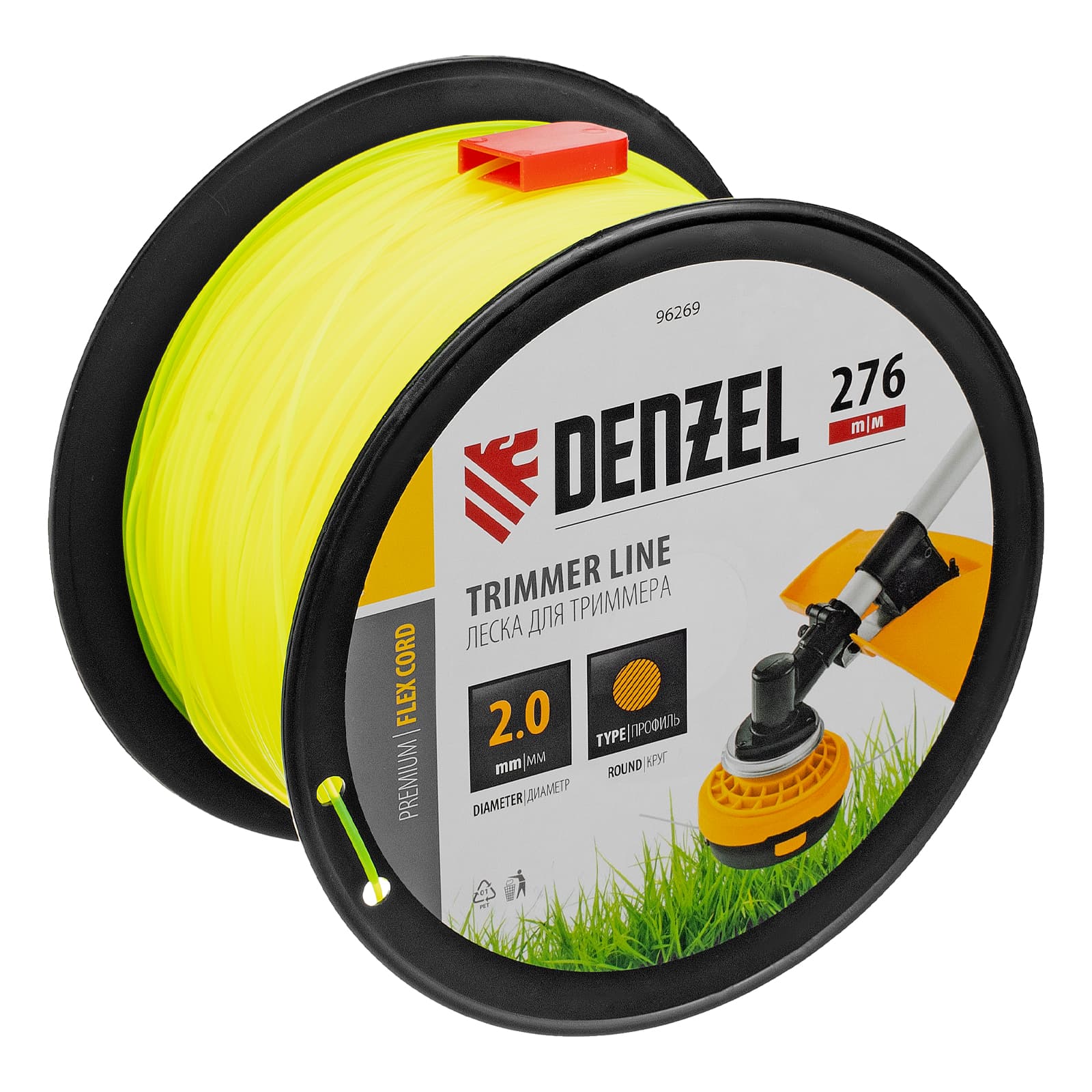 Леска для триммера круглая, 2,0мм х 276м, на DIN катушке FLEX CORD
