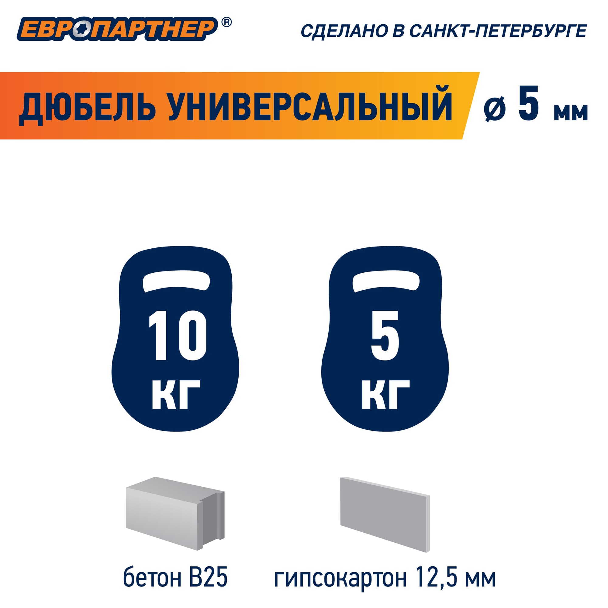 Дюбель универсальный 5х25 нейлон (4000 шт)