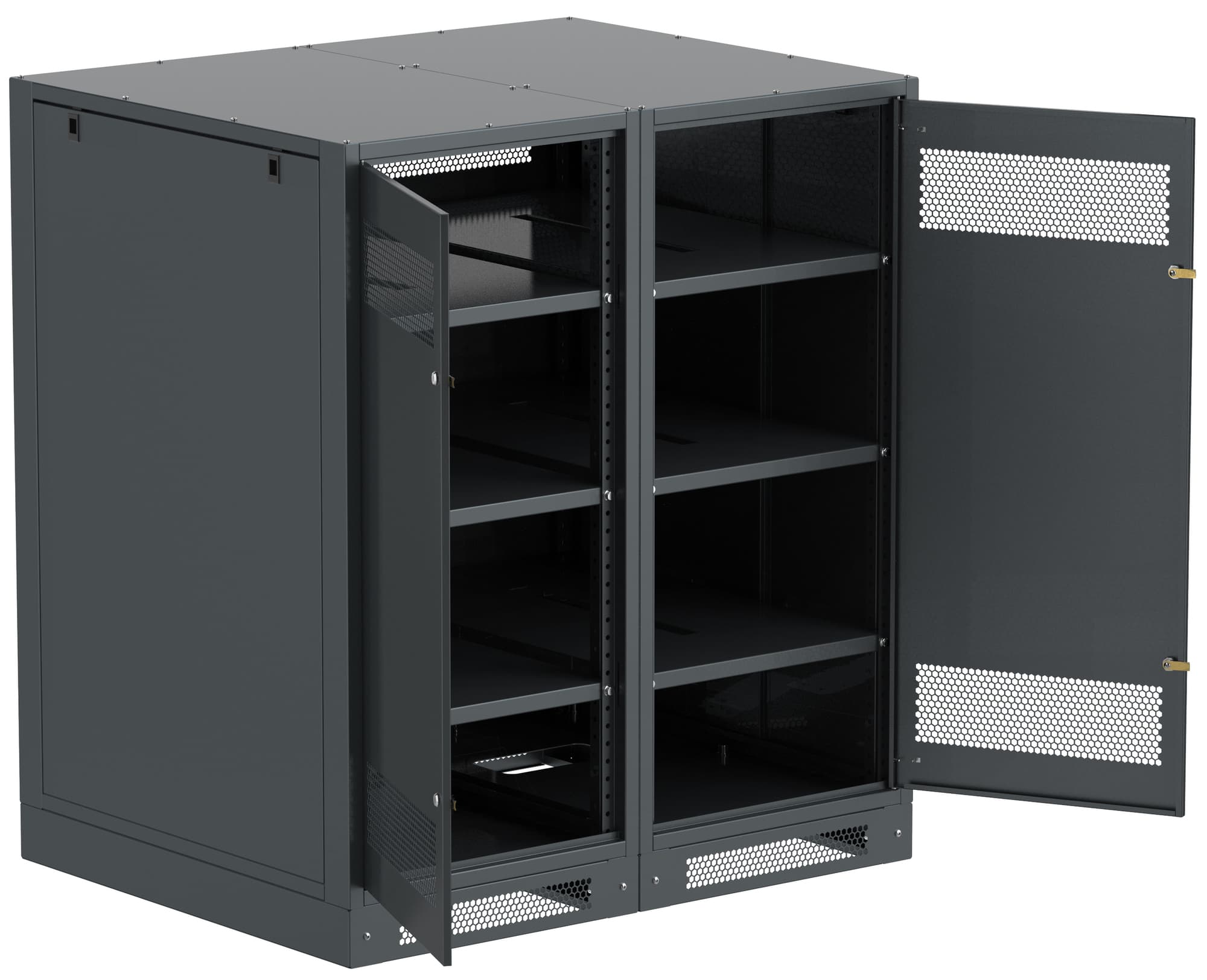 Шкаф LINEA B (пустой) 1350х1200х950мм двустворчатая металлическая дверь черный
