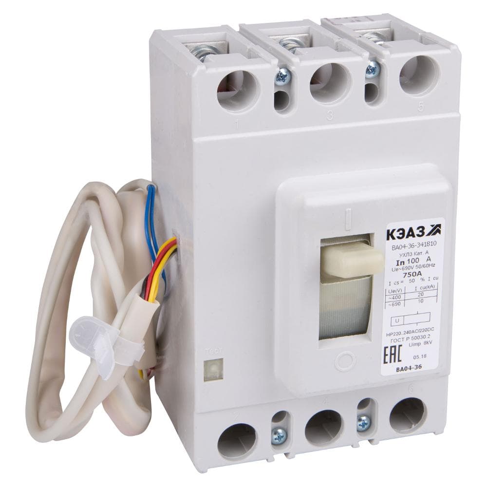 Выключатель автоматический ВА04-36-341810-80А-800-440DC-HP24AC/DC-УХЛ3-КЭАЗ