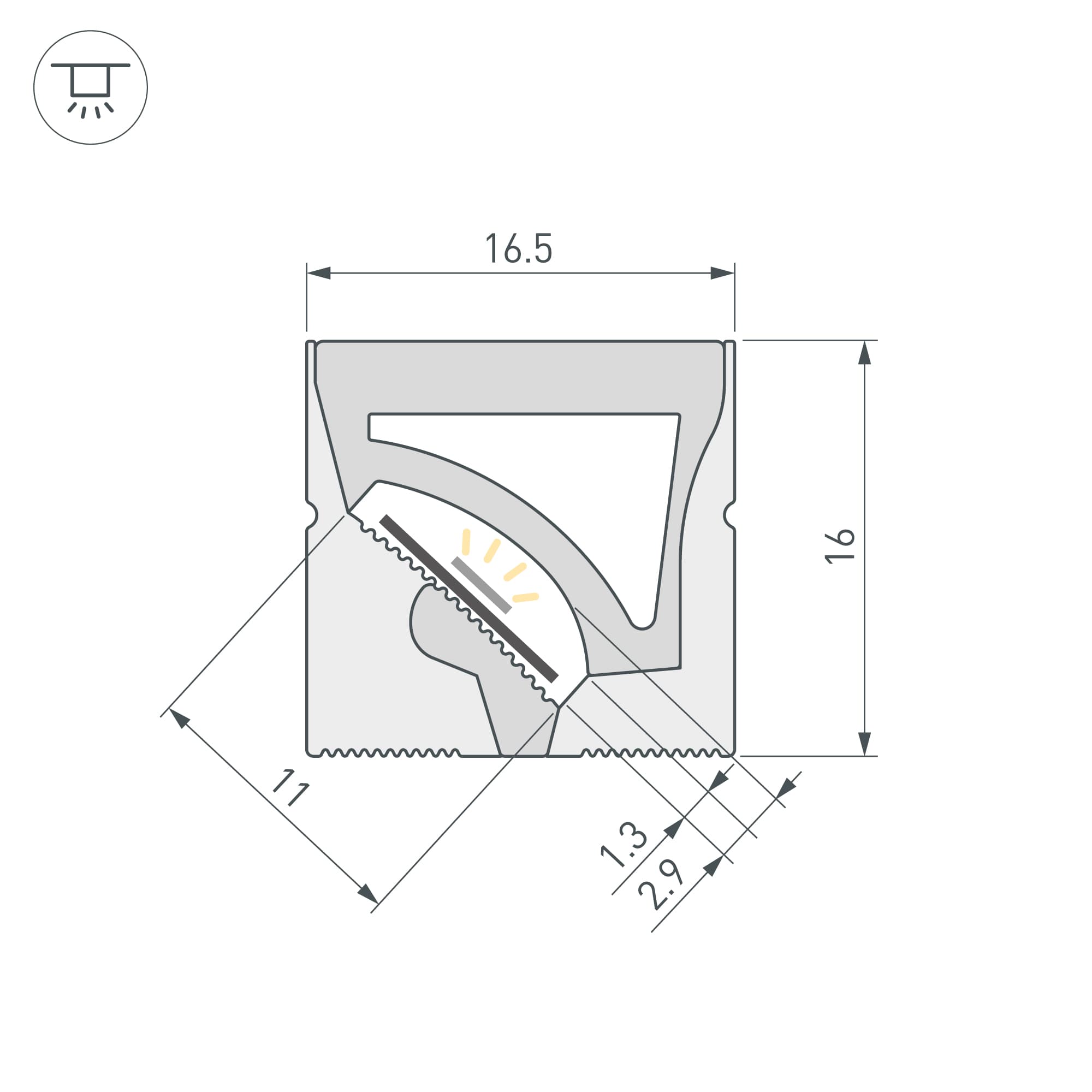 Профиль силиконовый WPH-FLEX-1616-TWIST-S11-5m WHITE (ARL, Силикон)