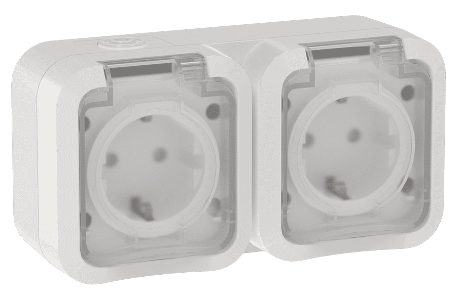 TORS Розетка 2-местная горизонтальная 16А IP55 TS322 белый IEK