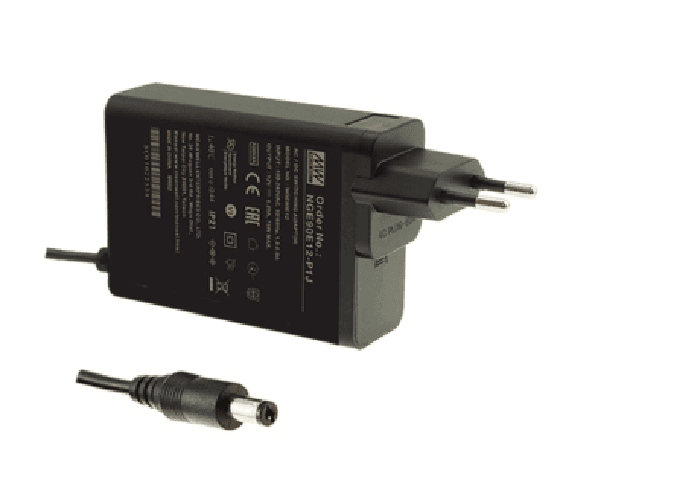 AC-DC адаптер настен., медицин., пром. 82.5Вт, вход 80...264B AC 47...63 Гц, 113...370B DC, выход 15B/5.5А, 62x30x85.5мм, -30...+70°С, сертиф.2xMOPP/ CCC /BSMI/ PSE, оснащен Европейской сменной вилкой АС, выходной разъем 11, диам. 5.5х2.1мм