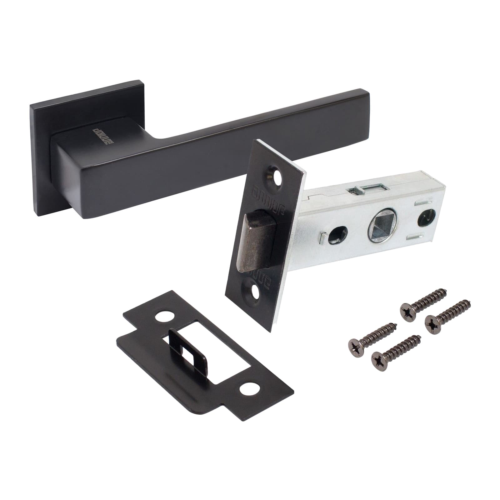 Комплект ручка и защелка АЛЛЮР АРТ РИНГО BL+L45-8 BL (83150/S45) матовый черный
