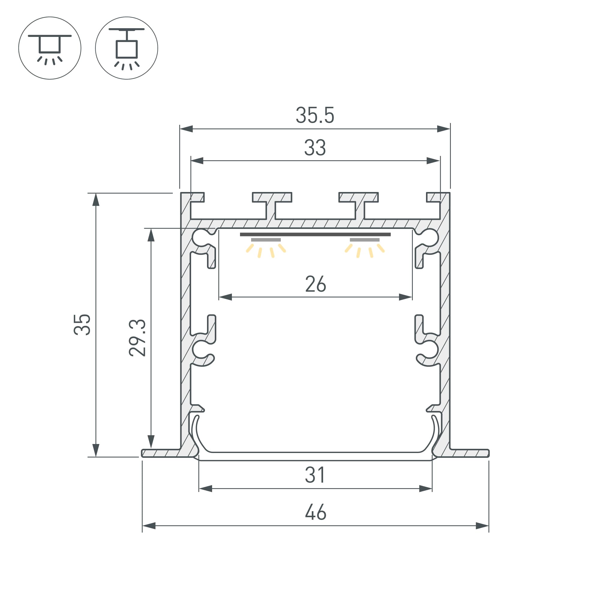Профиль LINIA49-F-S-2000 BLACK (ARL, алюминий)