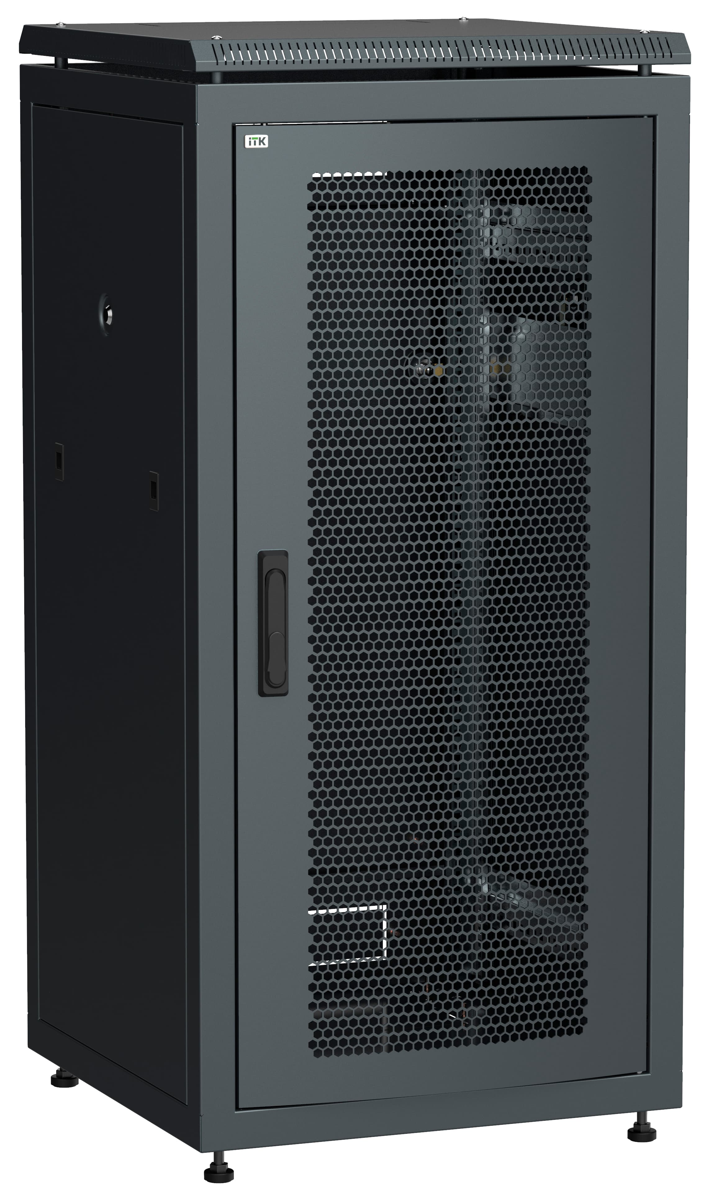 Шкаф сетевой 19дюйм LINEA N 18U 600х600 мм перфорированная передняя дверь черный
