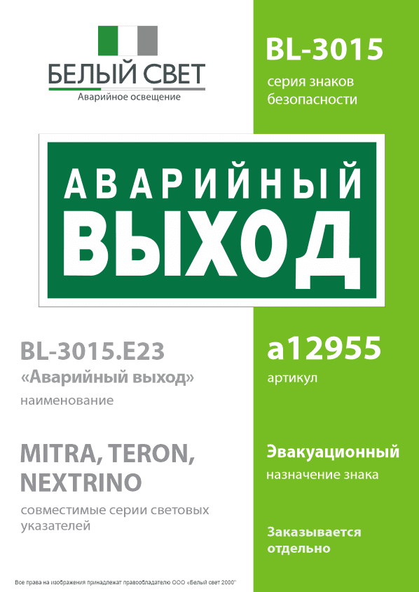 Знак безопасности BL-3015.E23''Аварийный выход''